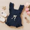 imageYOUNGER TREE Toddler Baby Girl Ruffled Sleeveless Romper Casual Summer Jumpsuit Cotton Linen ClothesBlue