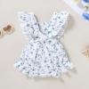 imageYOUNGER TREE Toddler Baby Girl Ruffled Sleeveless Romper Casual Summer Jumpsuit Cotton Linen ClothesBlue Floral