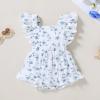 imageYOUNGER TREE Toddler Baby Girl Ruffled Sleeveless Romper Casual Summer Jumpsuit Cotton Linen ClothesBlue Floral