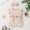 imageYOUNGER TREE Toddler Baby Girl Ruffled Sleeveless Romper Casual Summer Jumpsuit Cotton Linen ClothesButton Apricot