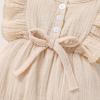 imageYOUNGER TREE Toddler Baby Girl Ruffled Sleeveless Romper Casual Summer Jumpsuit Cotton Linen ClothesButton Apricot