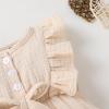 imageYOUNGER TREE Toddler Baby Girl Ruffled Sleeveless Romper Casual Summer Jumpsuit Cotton Linen ClothesButton Apricot
