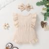 imageYOUNGER TREE Toddler Baby Girl Ruffled Sleeveless Romper Casual Summer Jumpsuit Cotton Linen ClothesButton Apricot