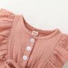 imageYOUNGER TREE Toddler Baby Girl Ruffled Sleeveless Romper Casual Summer Jumpsuit Cotton Linen ClothesButton Dark Pink