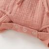 imageYOUNGER TREE Toddler Baby Girl Ruffled Sleeveless Romper Casual Summer Jumpsuit Cotton Linen ClothesButton Dark Pink