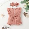 imageYOUNGER TREE Toddler Baby Girl Ruffled Sleeveless Romper Casual Summer Jumpsuit Cotton Linen ClothesButton Dark Pink