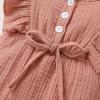 imageYOUNGER TREE Toddler Baby Girl Ruffled Sleeveless Romper Casual Summer Jumpsuit Cotton Linen ClothesButton Dark Pink