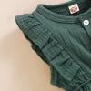 imageYOUNGER TREE Toddler Baby Girl Ruffled Sleeveless Romper Casual Summer Jumpsuit Cotton Linen ClothesButtongreen