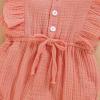 imageYOUNGER TREE Toddler Baby Girl Ruffled Sleeveless Romper Casual Summer Jumpsuit Cotton Linen ClothesButtonpink