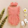 imageYOUNGER TREE Toddler Baby Girl Ruffled Sleeveless Romper Casual Summer Jumpsuit Cotton Linen ClothesButtonpink