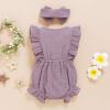 imageYOUNGER TREE Toddler Baby Girl Ruffled Sleeveless Romper Casual Summer Jumpsuit Cotton Linen ClothesButtonpurple