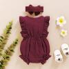 imageYOUNGER TREE Toddler Baby Girl Ruffled Sleeveless Romper Casual Summer Jumpsuit Cotton Linen ClothesButtonred