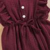 imageYOUNGER TREE Toddler Baby Girl Ruffled Sleeveless Romper Casual Summer Jumpsuit Cotton Linen ClothesButtonred