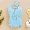 imageYOUNGER TREE Toddler Baby Girl Ruffled Sleeveless Romper Casual Summer Jumpsuit Cotton Linen ClothesButtonsky Blue