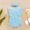 imageYOUNGER TREE Toddler Baby Girl Ruffled Sleeveless Romper Casual Summer Jumpsuit Cotton Linen ClothesButtonsky Blue
