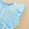 imageYOUNGER TREE Toddler Baby Girl Ruffled Sleeveless Romper Casual Summer Jumpsuit Cotton Linen ClothesButtonsky Blue