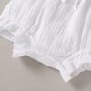 imageYOUNGER TREE Toddler Baby Girl Ruffled Sleeveless Romper Casual Summer Jumpsuit Cotton Linen ClothesButtonwhite