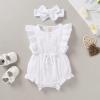 imageYOUNGER TREE Toddler Baby Girl Ruffled Sleeveless Romper Casual Summer Jumpsuit Cotton Linen ClothesButtonwhite