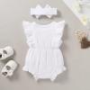 imageYOUNGER TREE Toddler Baby Girl Ruffled Sleeveless Romper Casual Summer Jumpsuit Cotton Linen ClothesButtonwhite