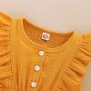 imageYOUNGER TREE Toddler Baby Girl Ruffled Sleeveless Romper Casual Summer Jumpsuit Cotton Linen ClothesButtonyellow
