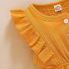 imageYOUNGER TREE Toddler Baby Girl Ruffled Sleeveless Romper Casual Summer Jumpsuit Cotton Linen ClothesButtonyellow