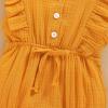 imageYOUNGER TREE Toddler Baby Girl Ruffled Sleeveless Romper Casual Summer Jumpsuit Cotton Linen ClothesButtonyellow