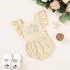 imageYOUNGER TREE Toddler Baby Girl Ruffled Sleeveless Romper Casual Summer Jumpsuit Cotton Linen ClothesEmbroideryapricot