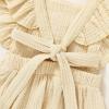 imageYOUNGER TREE Toddler Baby Girl Ruffled Sleeveless Romper Casual Summer Jumpsuit Cotton Linen ClothesEmbroideryapricot