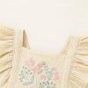 imageYOUNGER TREE Toddler Baby Girl Ruffled Sleeveless Romper Casual Summer Jumpsuit Cotton Linen ClothesEmbroideryapricot