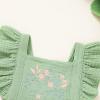 imageYOUNGER TREE Toddler Baby Girl Ruffled Sleeveless Romper Casual Summer Jumpsuit Cotton Linen ClothesEmbroiderygreen