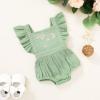 imageYOUNGER TREE Toddler Baby Girl Ruffled Sleeveless Romper Casual Summer Jumpsuit Cotton Linen ClothesEmbroiderygreen