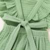 imageYOUNGER TREE Toddler Baby Girl Ruffled Sleeveless Romper Casual Summer Jumpsuit Cotton Linen ClothesEmbroiderygreen