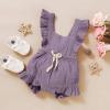imageYOUNGER TREE Toddler Baby Girl Ruffled Sleeveless Romper Casual Summer Jumpsuit Cotton Linen ClothesLight Purple