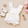 imageYOUNGER TREE Toddler Baby Girl Ruffled Sleeveless Romper Casual Summer Jumpsuit Cotton Linen ClothesMilk White