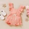 imageYOUNGER TREE Toddler Baby Girl Ruffled Sleeveless Romper Casual Summer Jumpsuit Cotton Linen ClothesPink