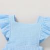 imageYOUNGER TREE Toddler Baby Girl Ruffled Sleeveless Romper Casual Summer Jumpsuit Cotton Linen ClothesRuffle Romper Blue