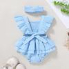 imageYOUNGER TREE Toddler Baby Girl Ruffled Sleeveless Romper Casual Summer Jumpsuit Cotton Linen ClothesRuffle Romper Blue