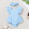imageYOUNGER TREE Toddler Baby Girl Ruffled Sleeveless Romper Casual Summer Jumpsuit Cotton Linen ClothesRuffle Romper Blue
