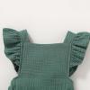imageYOUNGER TREE Toddler Baby Girl Ruffled Sleeveless Romper Casual Summer Jumpsuit Cotton Linen ClothesRuffle Romper Green