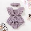 imageYOUNGER TREE Toddler Baby Girl Ruffled Sleeveless Romper Casual Summer Jumpsuit Cotton Linen ClothesRuffle Romper Purple