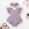 imageYOUNGER TREE Toddler Baby Girl Ruffled Sleeveless Romper Casual Summer Jumpsuit Cotton Linen ClothesRuffle Romper Purple
