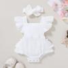 imageYOUNGER TREE Toddler Baby Girl Ruffled Sleeveless Romper Casual Summer Jumpsuit Cotton Linen ClothesRuffle Romper White