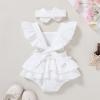 imageYOUNGER TREE Toddler Baby Girl Ruffled Sleeveless Romper Casual Summer Jumpsuit Cotton Linen ClothesRuffle Romper White