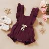 imageYOUNGER TREE Toddler Baby Girl Ruffled Sleeveless Romper Casual Summer Jumpsuit Cotton Linen ClothesWine Red