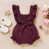 imageYOUNGER TREE Toddler Baby Girl Ruffled Sleeveless Romper Casual Summer Jumpsuit Cotton Linen ClothesWine Red