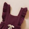 imageYOUNGER TREE Toddler Baby Girl Ruffled Sleeveless Romper Casual Summer Jumpsuit Cotton Linen ClothesWine Red