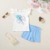 imageYOUNGER TREE Toddler Baby Girls Clothes Sunflower Tshirt  Bowknot Shorts with Cute Summer Girl Clothes SetBlue Flower
