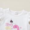 imageYOUNGER TREE Toddler Baby Girls Clothes Sunflower Tshirt  Bowknot Shorts with Cute Summer Girl Clothes SetDinosaur