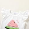 imageYOUNGER TREE Toddler Baby Girls Clothes Sunflower Tshirt  Bowknot Shorts with Cute Summer Girl Clothes SetGreen Watermelon