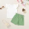 imageYOUNGER TREE Toddler Baby Girls Clothes Sunflower Tshirt  Bowknot Shorts with Cute Summer Girl Clothes SetGreen Watermelon